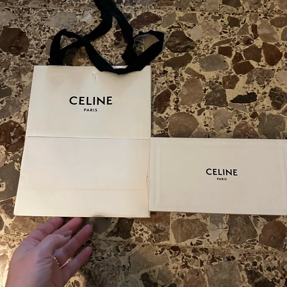 Celine White and Black Tote Bag
